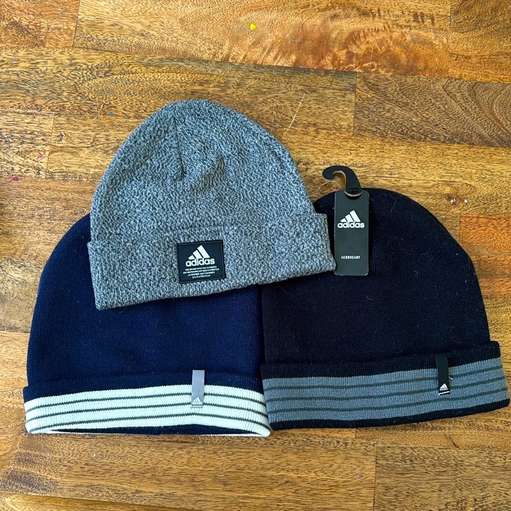 3 men’s adidas beanies